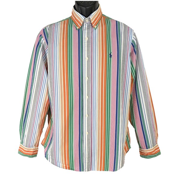 Ralph Lauren Classic Fit 100% Cotton Men's MED Striped Button Down Shirt - Picture 2 of 7